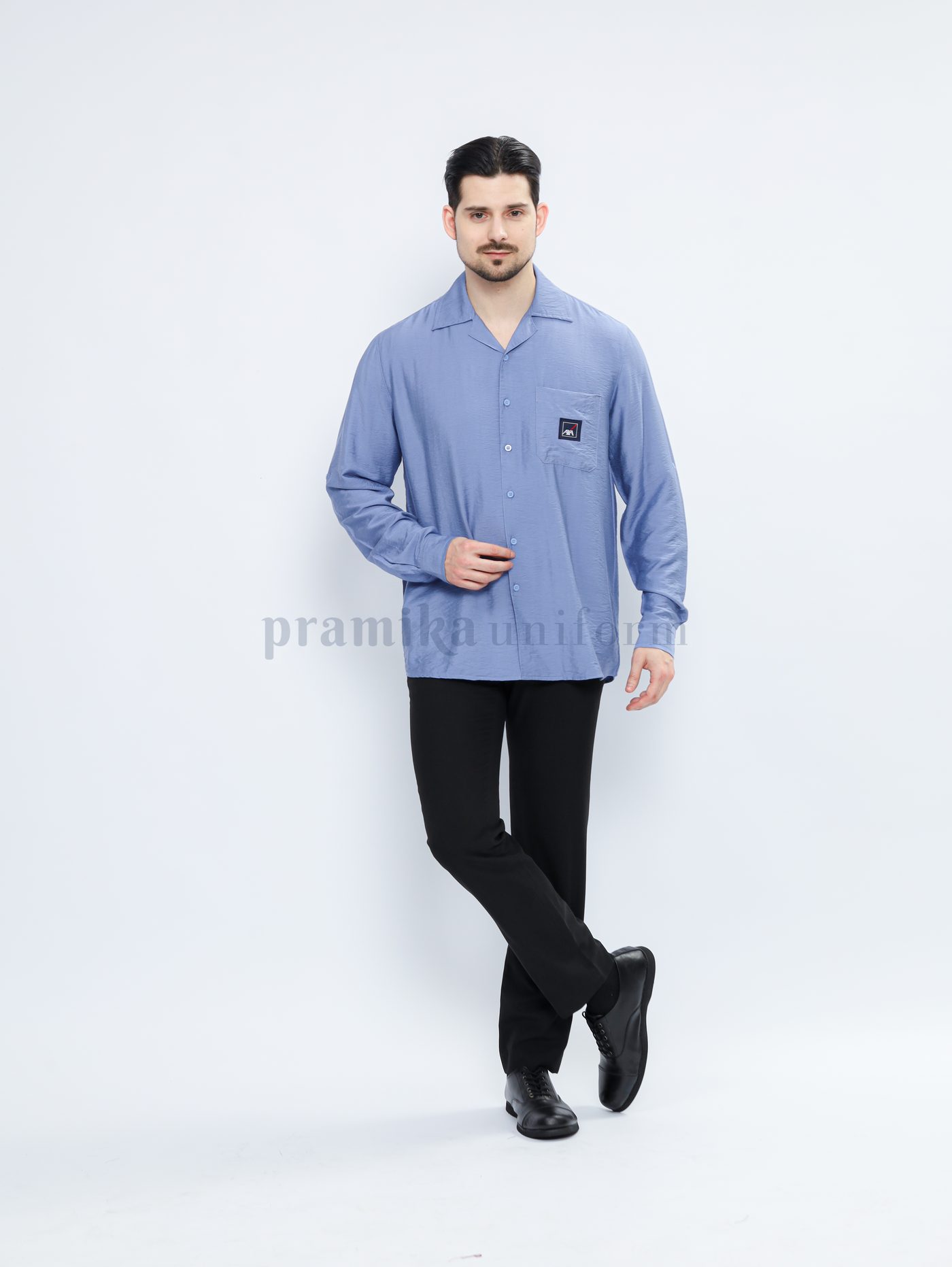 Kemeja PDH biru muda polos