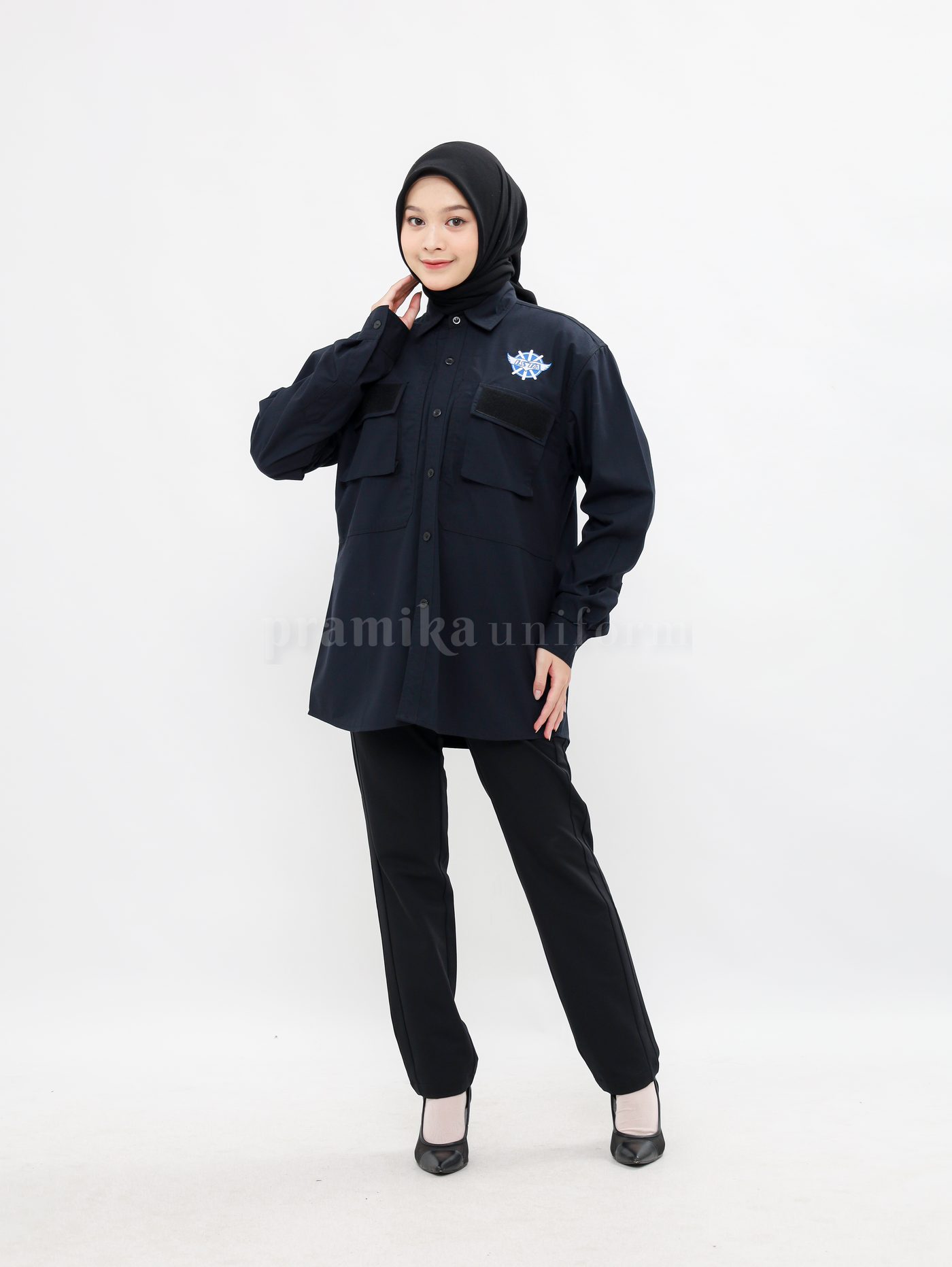 Kemeja PDH navy tunik wanita